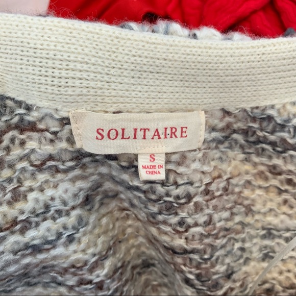 SOLITAIRE long sleeveless cardigan S in beautiful neutrals top hook closure - Picture 6 of 14